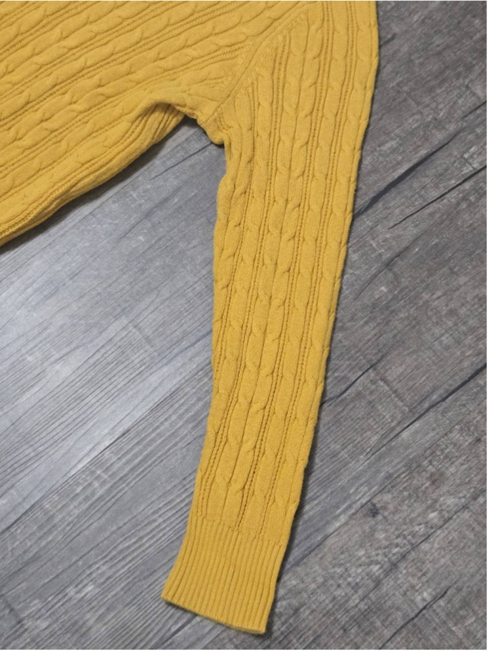 St John's Bay Women's Large Cable Knit Sweater Mustard Yellow Crew Neck Cotton - Picture 6 of 12